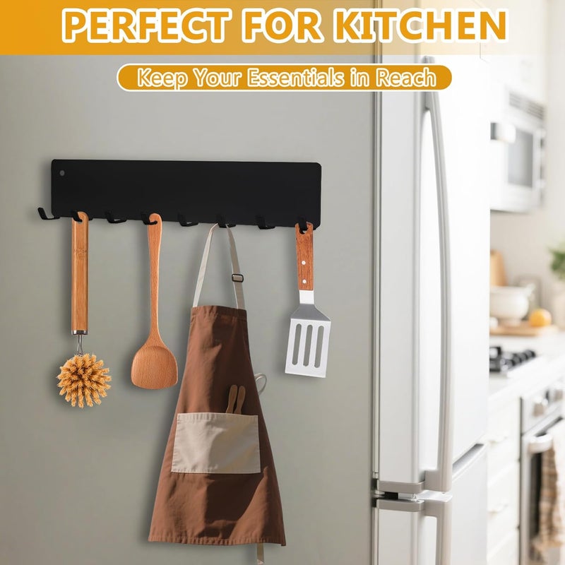 MiToBeLe Magnetic Key Holder for Frideg,Heavy Duty Strong Magnetic Key Hanger with 8 Hooks for Refrigerator,Magnetic Kitchen Utensil Holder for Metal Surface in Entryway,Garage,Pantry (Black) - Image 3